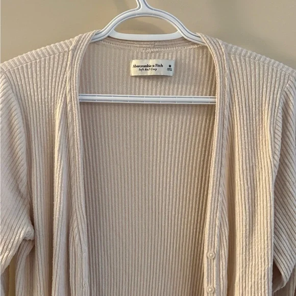 Long Cream Ribbed Cardigan - Picture 2 of 2